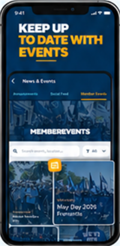 Keep Up To Date With Events screen